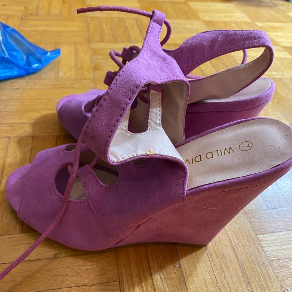 Pink/purple wedge heels